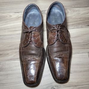 David X Genuine Lizard and Ostrich Leather Oxford Shoes